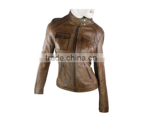Ladies Fashion Leather Jackets Lite Brown Color