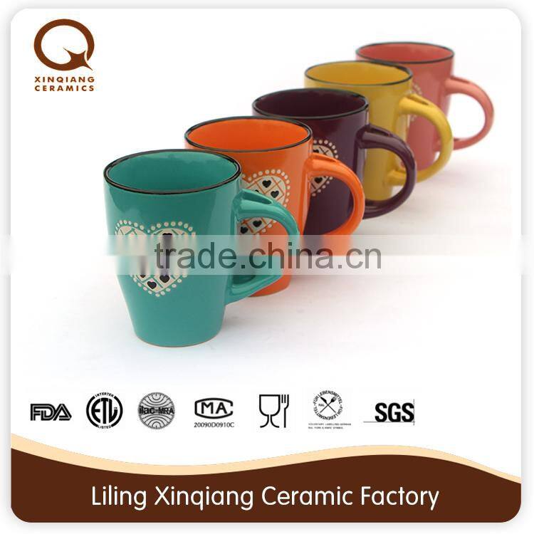 11oz ceramic mug with spoon in handle glazed mug with silk print