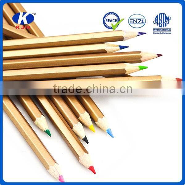 Wholesale 7 inch water soluble hexagonal color pencil with dipped for kids and office