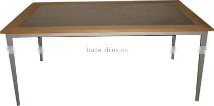 aluminum frame powder coated outdoor furniture sling table with teak