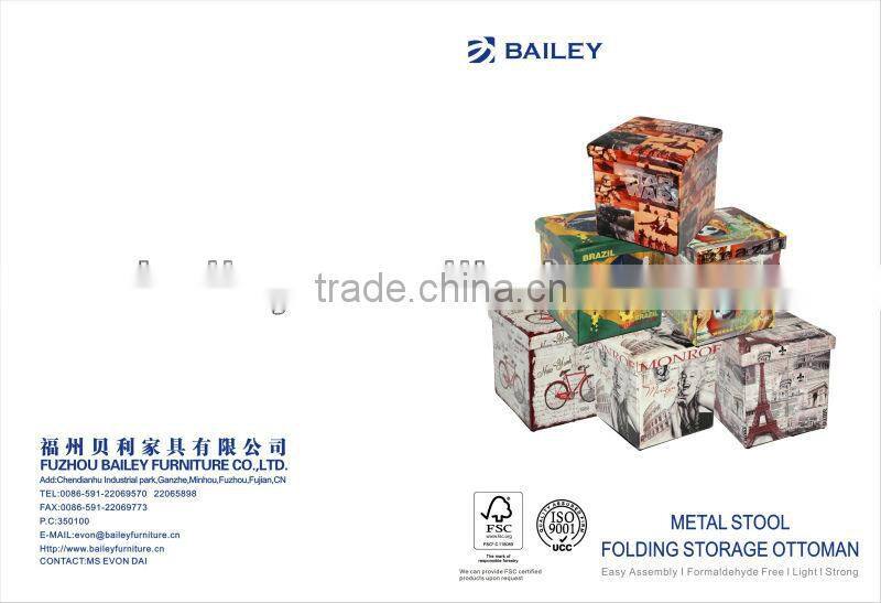 Fabric Storage Round Ottoman Pouf With Tray