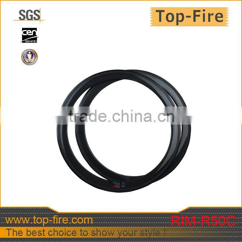 Superior quality road bicycle clincher carbon rims Rim-R50C for sale
