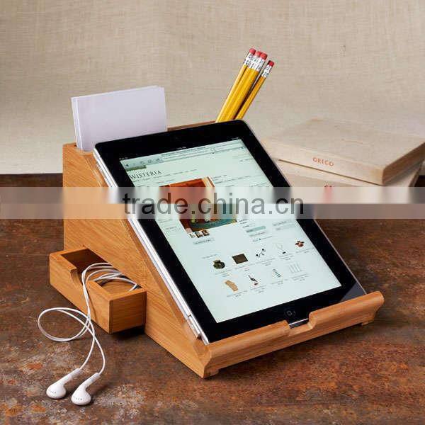 Bamboo made stationary tablet stands and holders