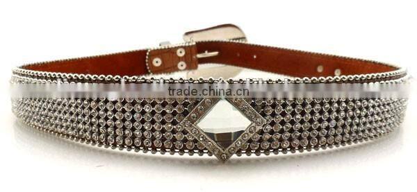 Western Fashion Strass Diamond Chain Cowgirl Rhinestone Cowhide Belt