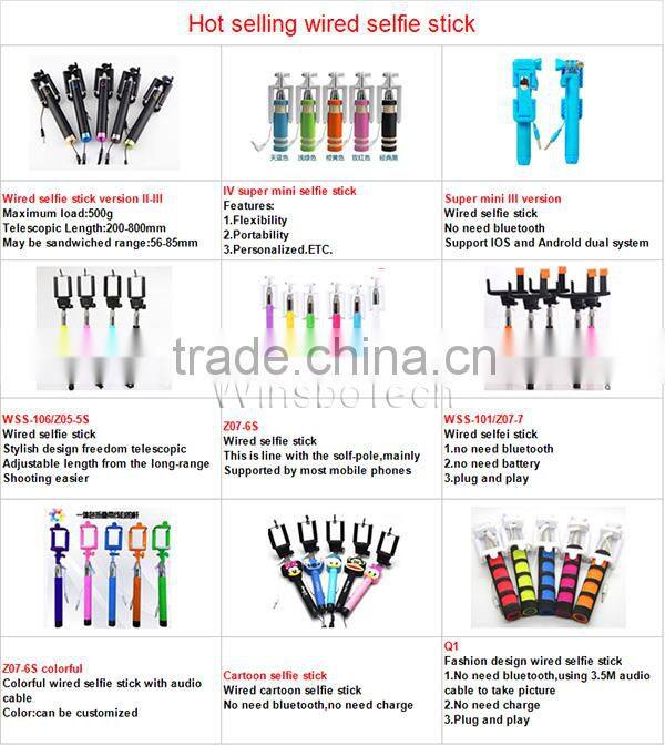 Wholesale alibaba extendable selfie stick with remote for smartphone