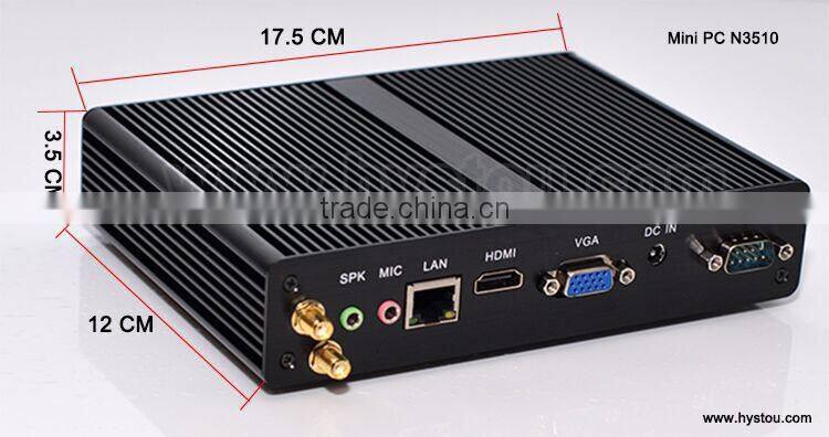 computer wholesale distributor n3510 2.00 ghz hd ports fanless mini pc linux Dual display 300M WIFI Quad core processor