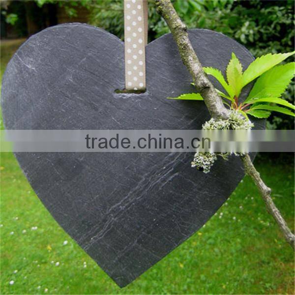 Eco-friendly natural black slate chalk writing board with customized shape