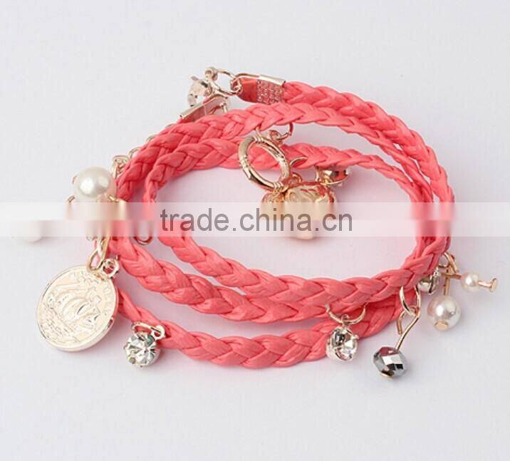 stainless steel genuine leather bracelet