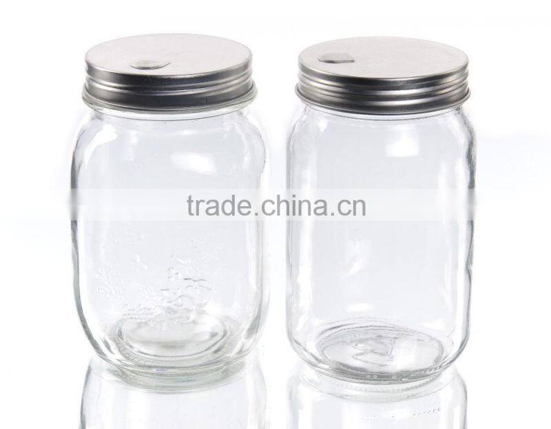 Country Clear Mason Jar With Pouring Lid