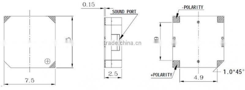 SMT7525 passive patch type buzzer piezo ceramic buzzer piezoelectric buzzer (FBELE)