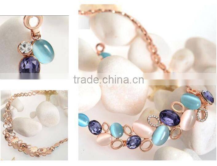 High Quality Crystal Jewelry Sets Opal Colorful Stone Hollow Circle Gold Plated Statement Chain Necklaces And Earring Sets