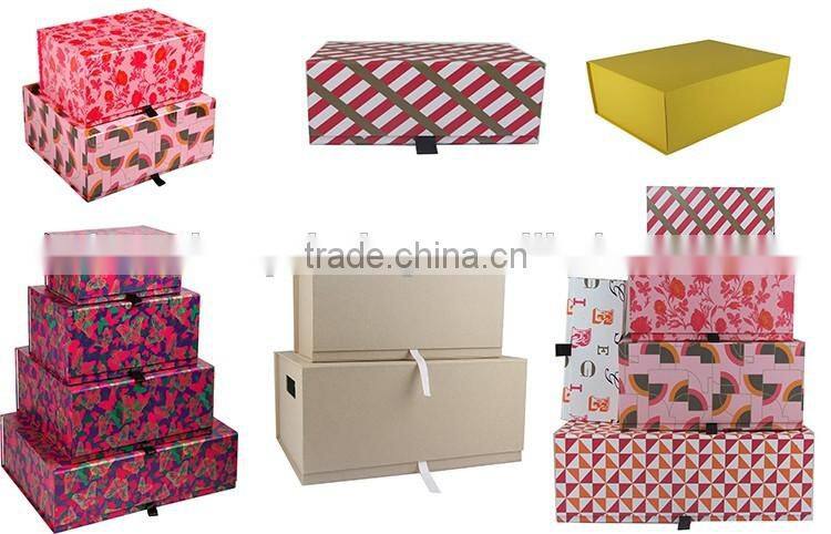 Wholesale cardboard folding gift box paper packaging box with ribbon