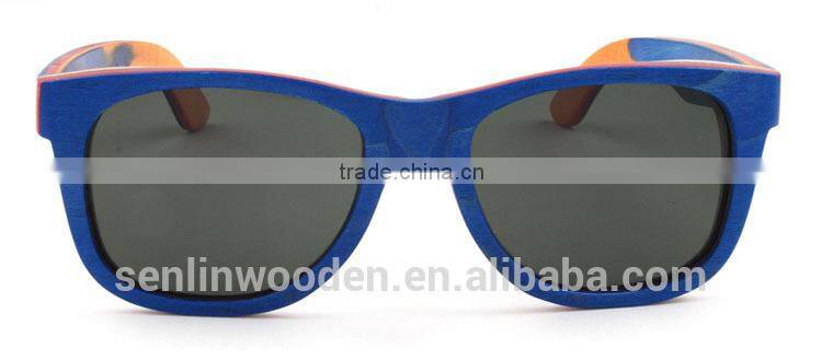 Senlin Wooden Fashion Skateboard Wood 2015 CE And FDA Handmade Cheap Bamoo Sunglasses And Wooden Sunglasses With Wooden Case