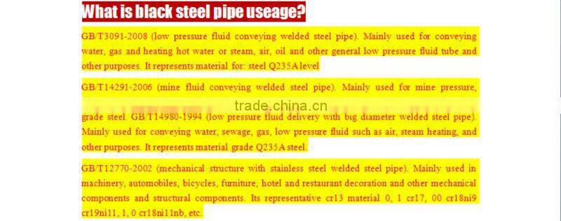 ERW Black Carbon Steel Pipe factory price