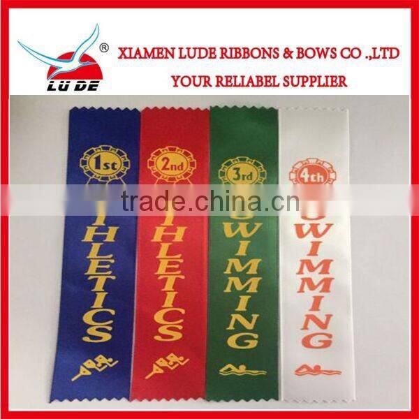 2015 handmade various type of satin ribbon flower rosette/award ribbon rosette