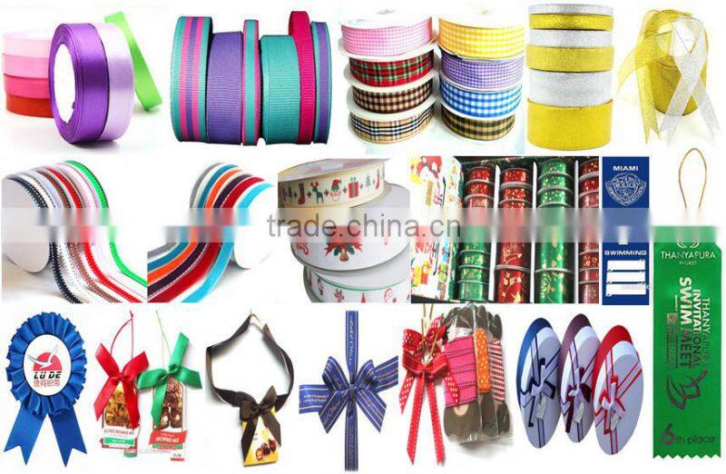 Red Organza Ribbon with Gold Eage for Chrismas Decoration