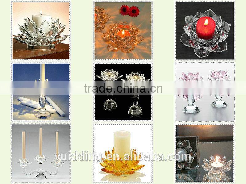 Crystal Clear Glass Lotus Flower With Candle Holder For Decoration