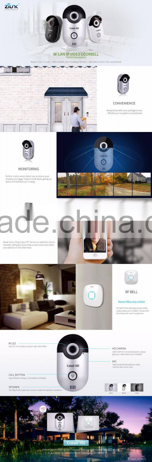 R&D Manufacturer supply Wifi inter come system, support remote access two-way audio video intercom ip video doorphone.