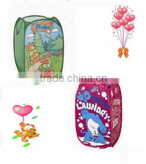 lovely cartoon printing fold laundry basket hamper