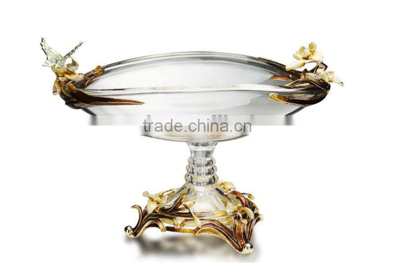 RORO Chanson orchid enamel crystal glass fruit holder