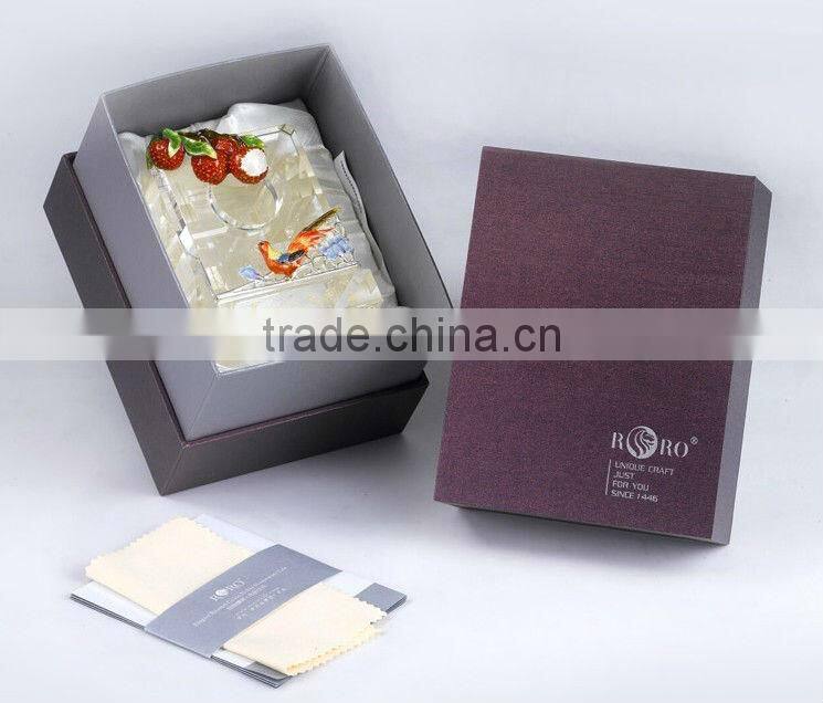 RORO Good Fortune litchi enamel pewter crystal pen holder