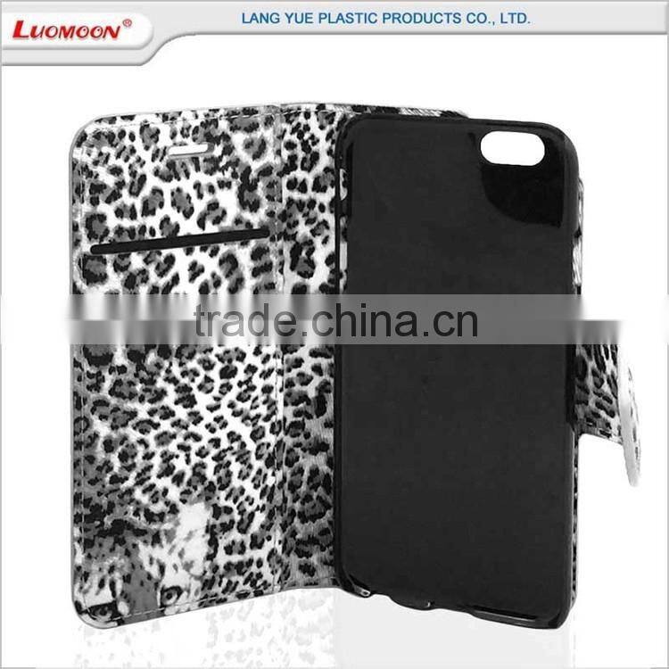 hot selling two card slots leopard separable flip leather case for iphone 7 6 6s