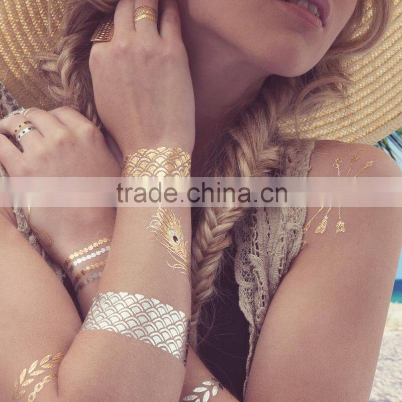 very good quality gold and silver foil metal hot stamp tattoo