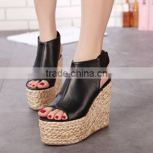 Factory price comfortable sandals wedges heel peep toe sandals high-heeled wedges platform shoes sandals PC3744
