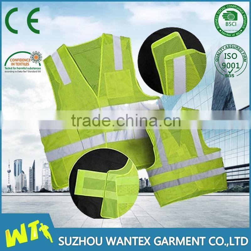 wholesale fluo yellow reflective vest polyester safety working vest customed safety traffic vest