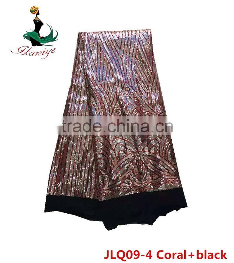 Haniye 2016 Best Price Embroidery French lace / Hot Selling Tulle Lace sequins Fabric /JLQ09-8