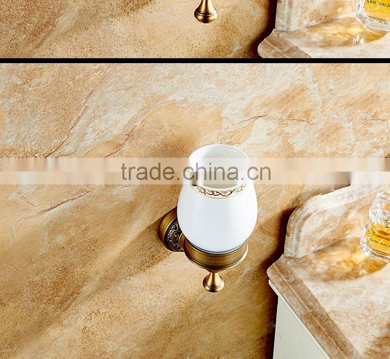 889F hotel use bathroom accessory archaize single cup Carve patterns or designs on woodwork single Tumbler Holder