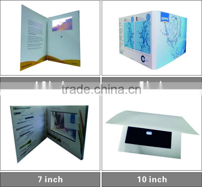 1300 mAh LCD 7 inch video brochure card custom greeting card printing
