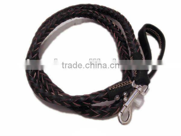 2012 Stylish Strong Round Braided Genuine Leather Dog Chain Leashes