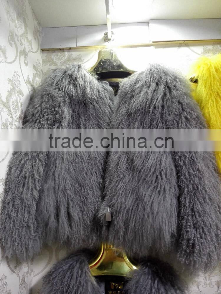 wholesale new style Tan sheep fur coat