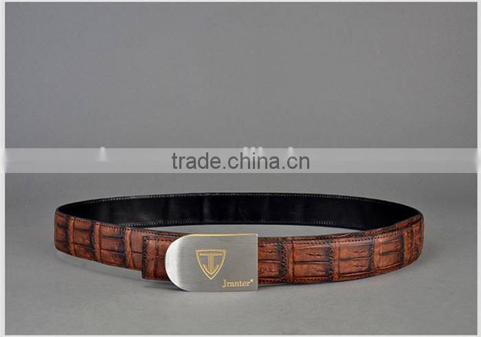 New Custom Brown Genuine Crocodile Belt for Men with Adjustable Buckle Wholesale
