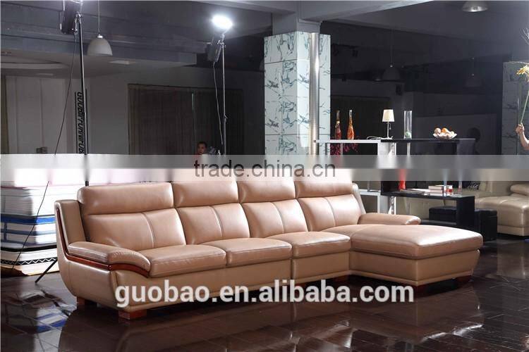 C2202 L shape classical china sectional leather sofa