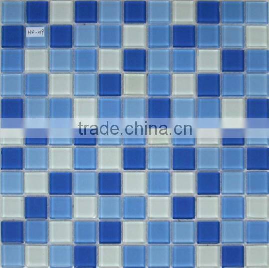 Crystal white and blue glass Mosaic Tile