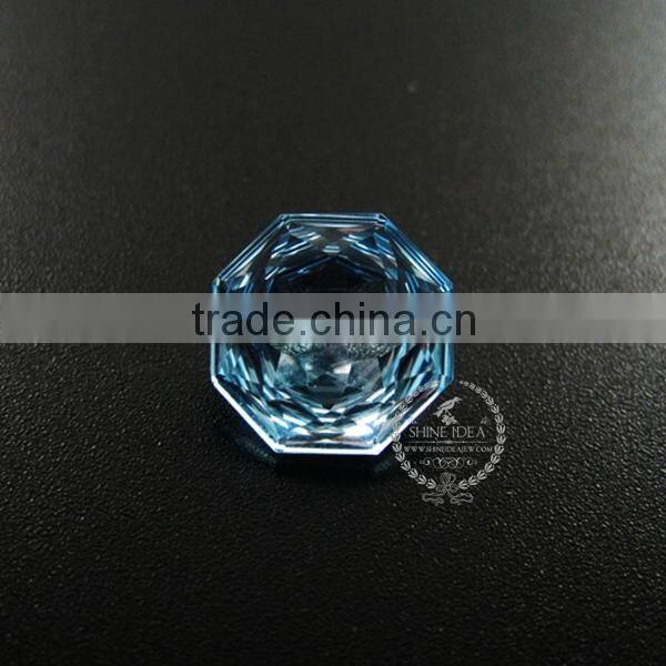 12MM polygon shape fancy faceted cut natural sky blue topaz semi precious loose stone gemstone DIY ring earring cabochon 4160002