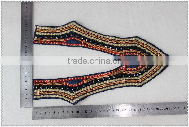 Customized embroidery ladies garment collar, black Acrylic beaded necklace, Colourful embroidery collar for garment