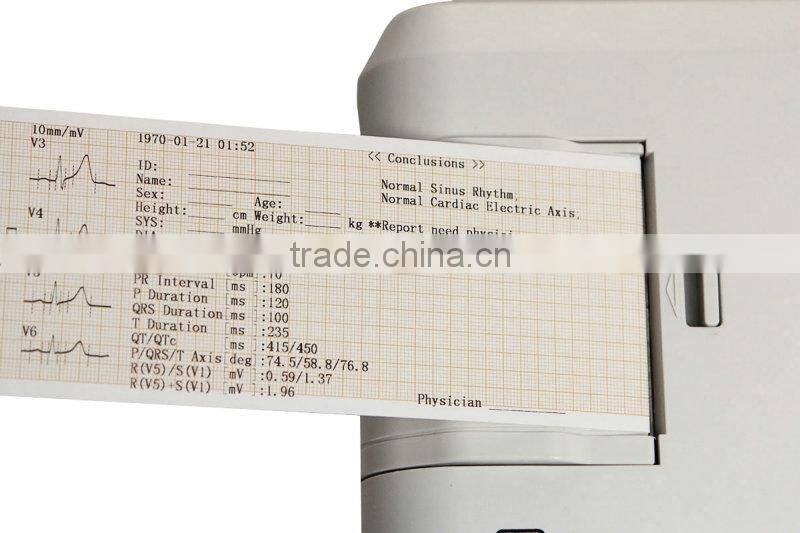 CE approved Portable Digital 3-channel Color Electrocardiograph ECG EKG machine