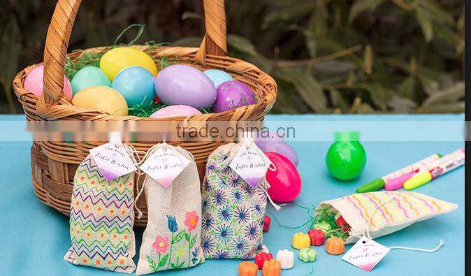 Funny Rabbit Printed Logo Gift Bags,Burlap Drawstring Easter Gift Bags