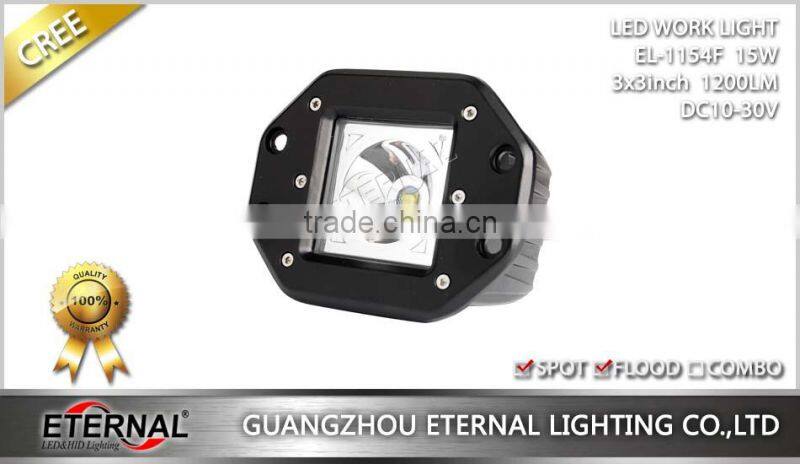 3x3in cube pod 15W flush mount pillar 4x4 Jeep off-road motorsports truck trailer vehicles high power LED work light fog lamp