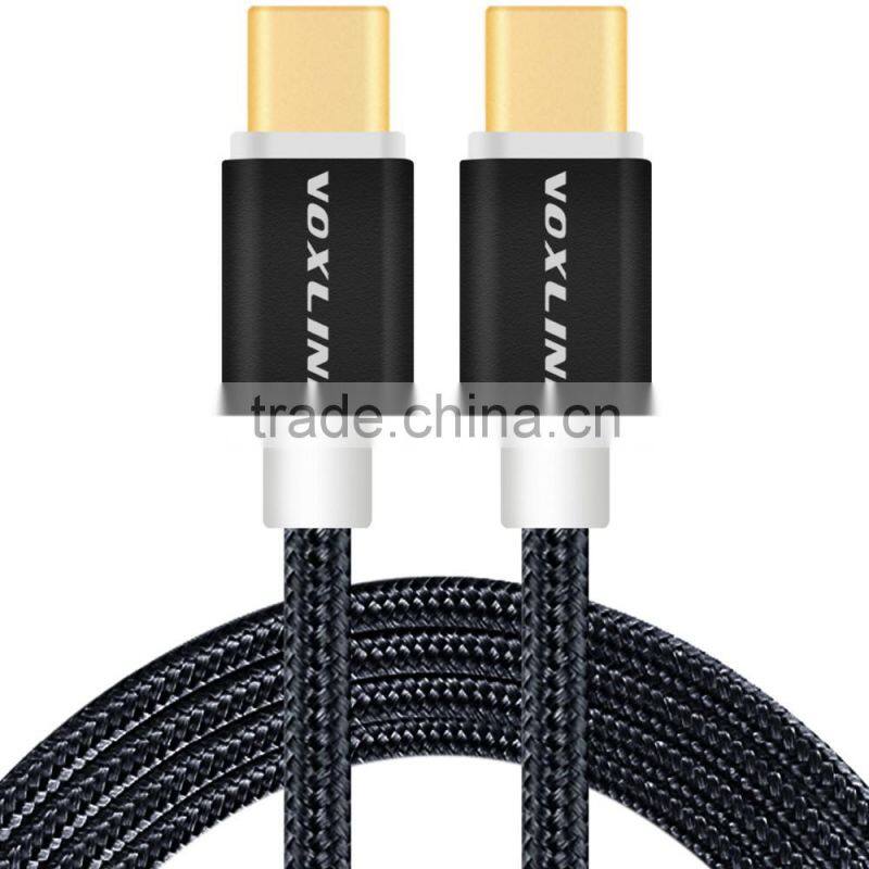 Voxlink 1m TYPE-C Male to Male Mobile Phone Data Cable Charging Cable Nylon Braided Metal Wire Type C to Type C Cable
