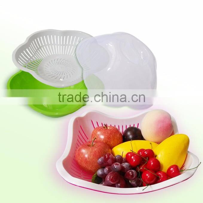 Plastic PP Wash Fruit Vegetable Basket with Lid