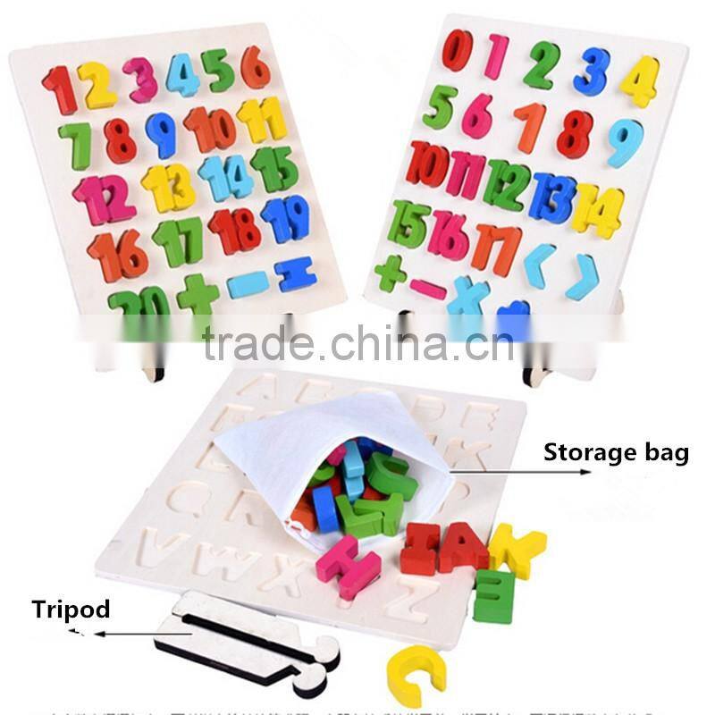 Wooden Educational toy English Alphabet digital learning puzzle wood letters figures for preschool kids