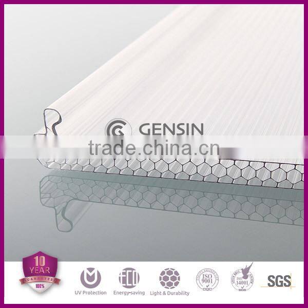 High Impact Strength Honeycomb Polycarbonate Roofing System/ U-lock Profile Sheet