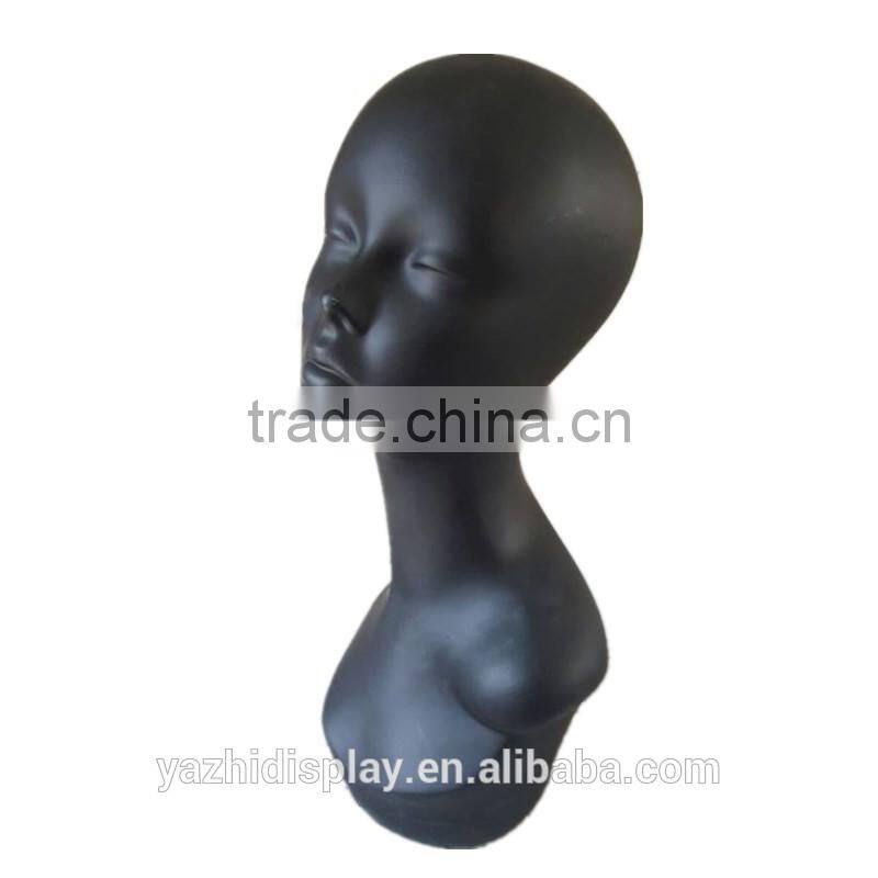 Wholesale matt black mannequin head for wig display