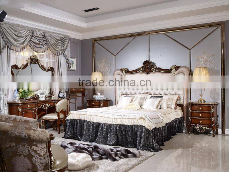 Italian Wood Bedroom Furniture Set, Luxury Royal Bed Room Furniture