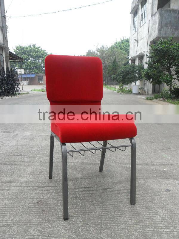 Red color Utility Iron metal with Shaped cotton church chair