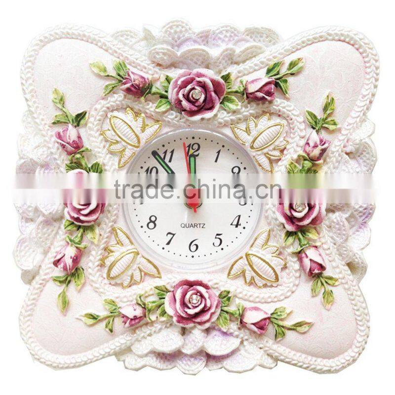resin Petite Floral rose Alarm Clock/table alarm clock/rose desk clock